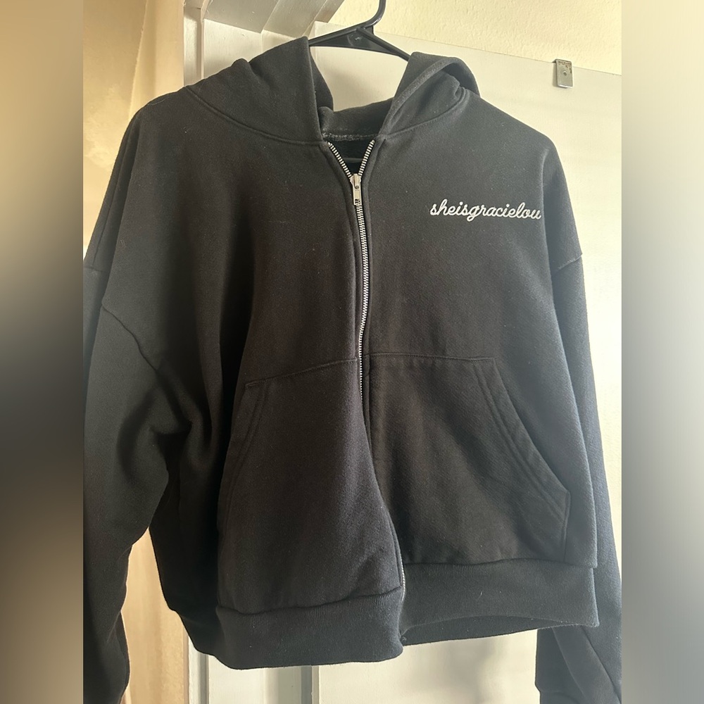She is Gracie Lou cropped zip up jacket